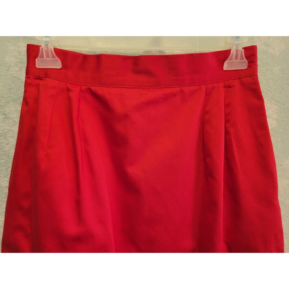 Vintage Red Pencil Skirt 6 Cotton Pleated Secretary Librarian Heritage Classic